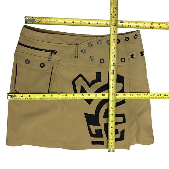 Rare Jamie Sadock Adjustable Snap Geometric Tan Black Pocket Mini Skirt Sz XS-S - Picture 11 of 14
